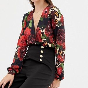 Tall blouse thong bodysuit